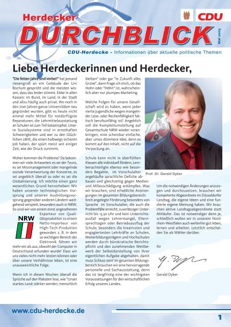 Liebe Herdeckerinnen und Herdecker, - CDU Herdecke