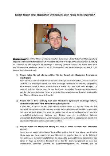Interview mit Stephan Terzer - Humanistisches Gymnasium Beda ...
