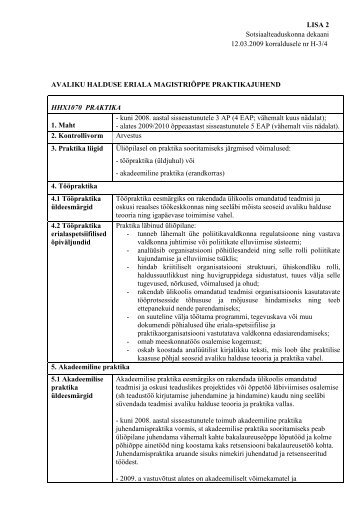 Avaliku halduse magistriÃµppe praktikajuhend - Tallinna TehnikaÃ¼likool