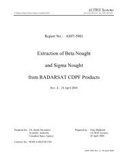 Extraction of Beta Nought and Sigma Nought from RADARSAT ...