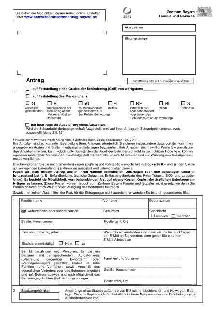 Antrag Feststellung einer Behinderung - versorgungsaemter.de