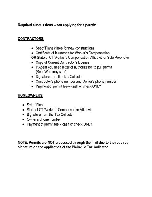 Required Submissions When Applying For A Permit