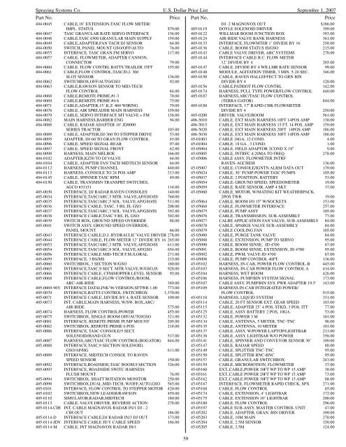 U.S. Dollar Comprehensive Price List No. PL07-C - TeeJet