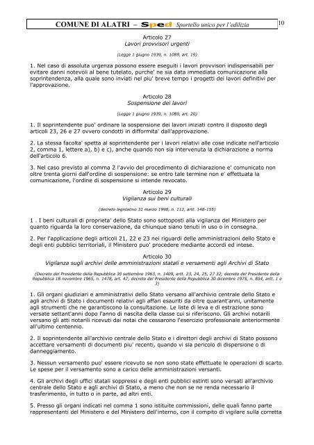 Decreto Legislativo 29 ottobre 1999, n.490 - Comune di Alatri