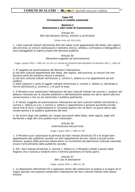 Decreto Legislativo 29 ottobre 1999, n.490 - Comune di Alatri