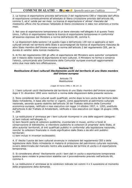 Decreto Legislativo 29 ottobre 1999, n.490 - Comune di Alatri