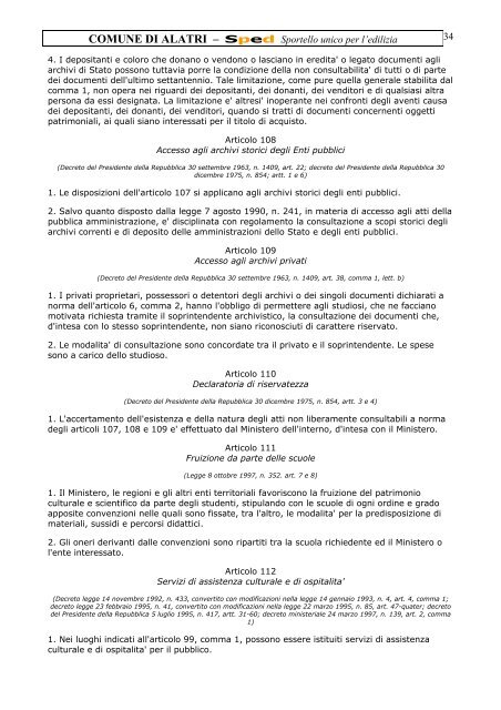 Decreto Legislativo 29 ottobre 1999, n.490 - Comune di Alatri