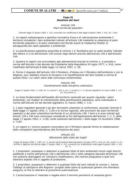 Decreto Legislativo 29 ottobre 1999, n.490 - Comune di Alatri