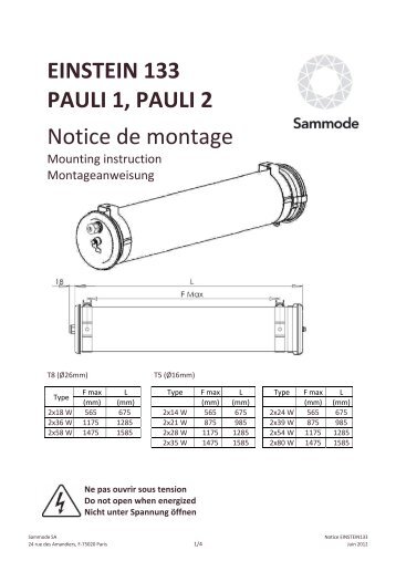 EINSTEIN 133 PAULI 1, PAULI 2 Notice de montage - Sammode