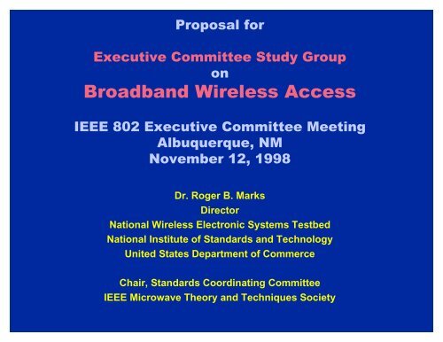 Proposal for Study Group, Approved by 802 Executive Committee on ...