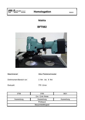 Prü fzertifikat Erstmuster MFU - HS-Technik