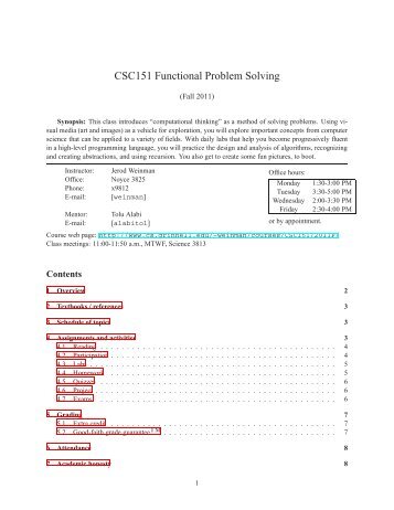 CSC151 Functional Problem Solving - Computer Science - Grinnell ...