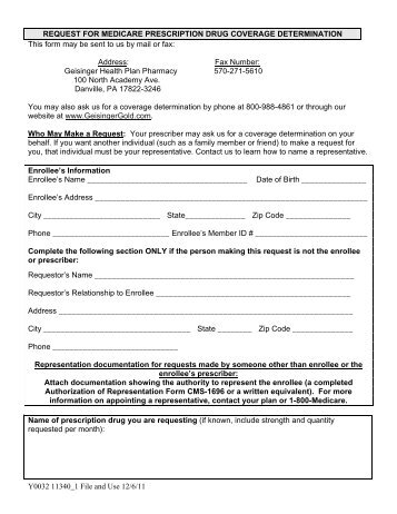 to view a printable form - Geisinger Health Plan