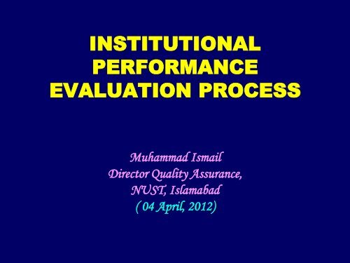 INSTITUTIONAL PERFORMANCE EVALUATION PROCESS