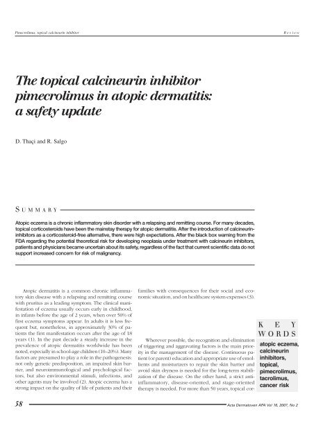 The topical calcineurin inhibitor pimecrolimus in atopic dermatitis: a ...