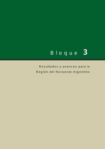 Bloque 3 Resultados y avances para la Región Noroeste Argentino