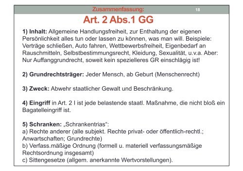3.2.1.4 Allgemeine Handlungsfreiheit, Art.2 Abs.1 GG - Michael Jasch