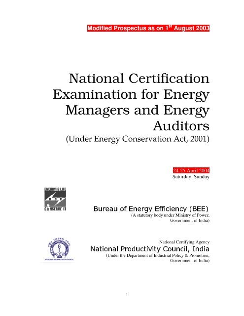 National Certification Examination for Energy Managers and ...A ...