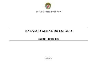 BALANÃO GERAL DO ESTADO - Sefa - Governo do Estado do ParÃ¡