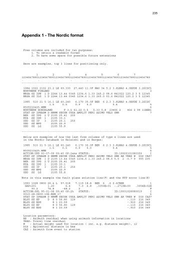 Appendix 1 - The Nordic format