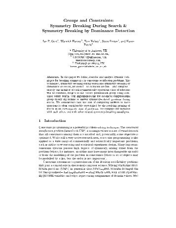 Groups and Constraints: Symmetry Breaking During Search ...