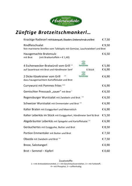 Speise und Getränkekarte als PDFDatei