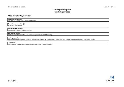 Teilergebnisplan - Hemer