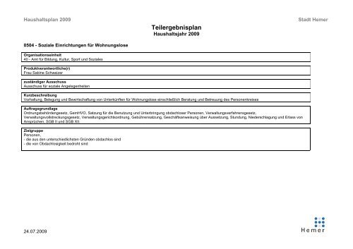 Teilergebnisplan - Hemer