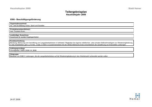 Teilergebnisplan - Hemer