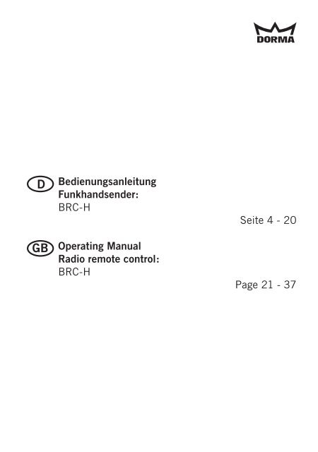 Bedienungsanleitung Funkhandsender: BRC-H Seite 4 - 20 ...
