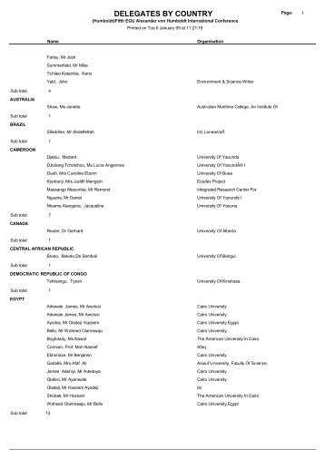 DELEGATES BY COUNTRY - 5th EGU Alexander von Humboldt ...