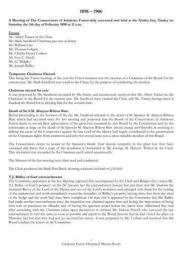 transcript historical minute book 1923 to 1931 ashdown forest