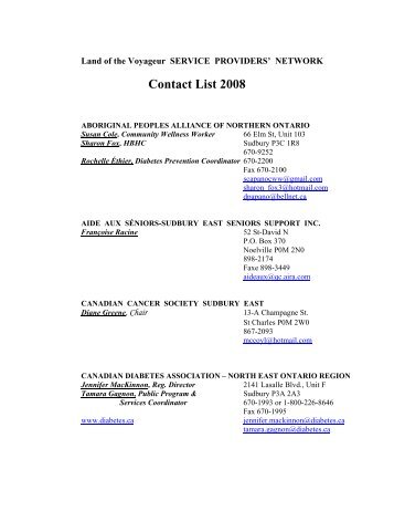 Contact List 2008 - The Municipality of Markstay-Warren