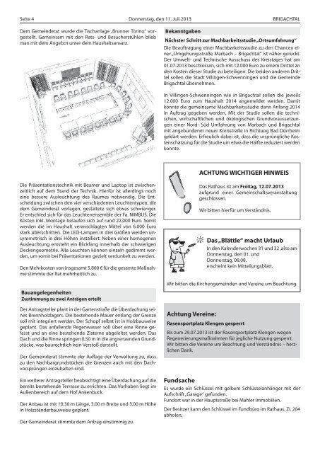 Nachrichten - Gemeinde Brigachtal