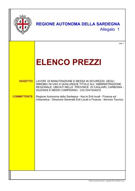 Elenco prezzi [file.pdf] - Regione Autonoma della Sardegna