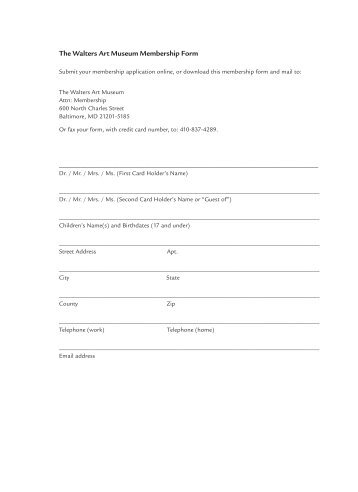 Print a Membership Form - The Walters Art Museum