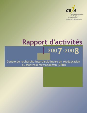 Rapport d'activités 2007-2008 - CRIR