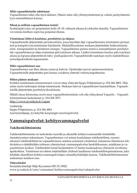 Vapaaehtoiseksi -vihko - JyvÃ¤skylÃ¤n kaupunki