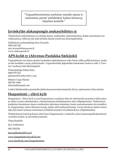 Vapaaehtoiseksi -vihko - JyvÃ¤skylÃ¤n kaupunki