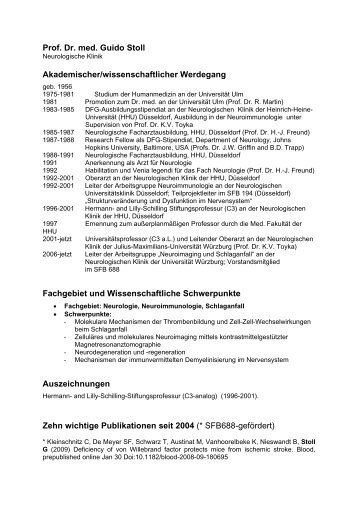 Prof. Dr. med. Guido Stoll Akademischer/wissenschaftlicher ...