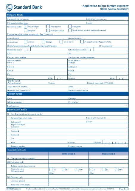 Application to purchase foreign currency - Stanlib