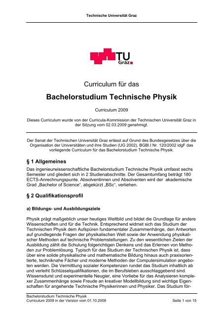 Bachelorstudium Technische Physik - mibla.TUGraz.at