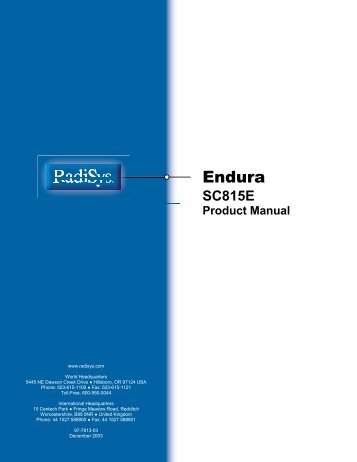 Endura SC815E Product Manual - Radisys