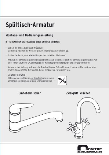 SpÃ¼ltisch-Armatur - Sanitop Wingenroth