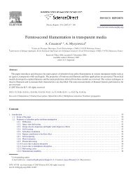 Femtosecond filamentation in transparent media - teramobile