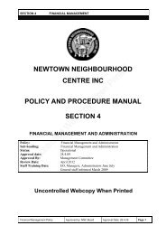Financial Management - Newtown Neighbourhood Centre