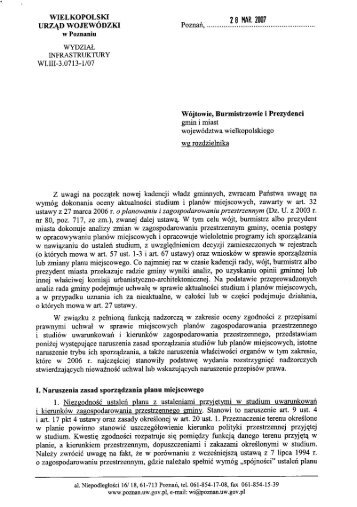 Pismo Wojewody Wielkopolskiego z 2007 r. w sprawie ...