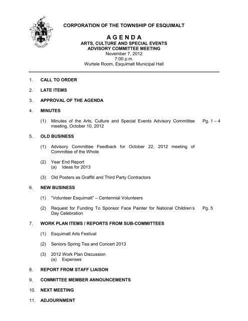 agenda - Township of Esquimalt