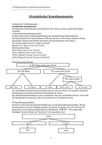 (Syntaktische) Konstituententests - Wolfgang Melchior