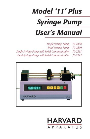 Model 11 Plus Syringe Pump Manual - Instech Laboratories, Inc.